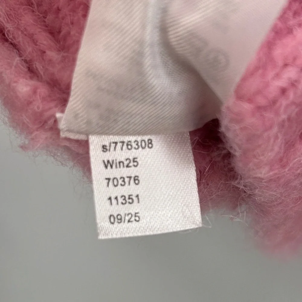 LOFT Pink Cable Open Knit Crew Neck Sweater Womens XL Wool‎ Blend Lightweight